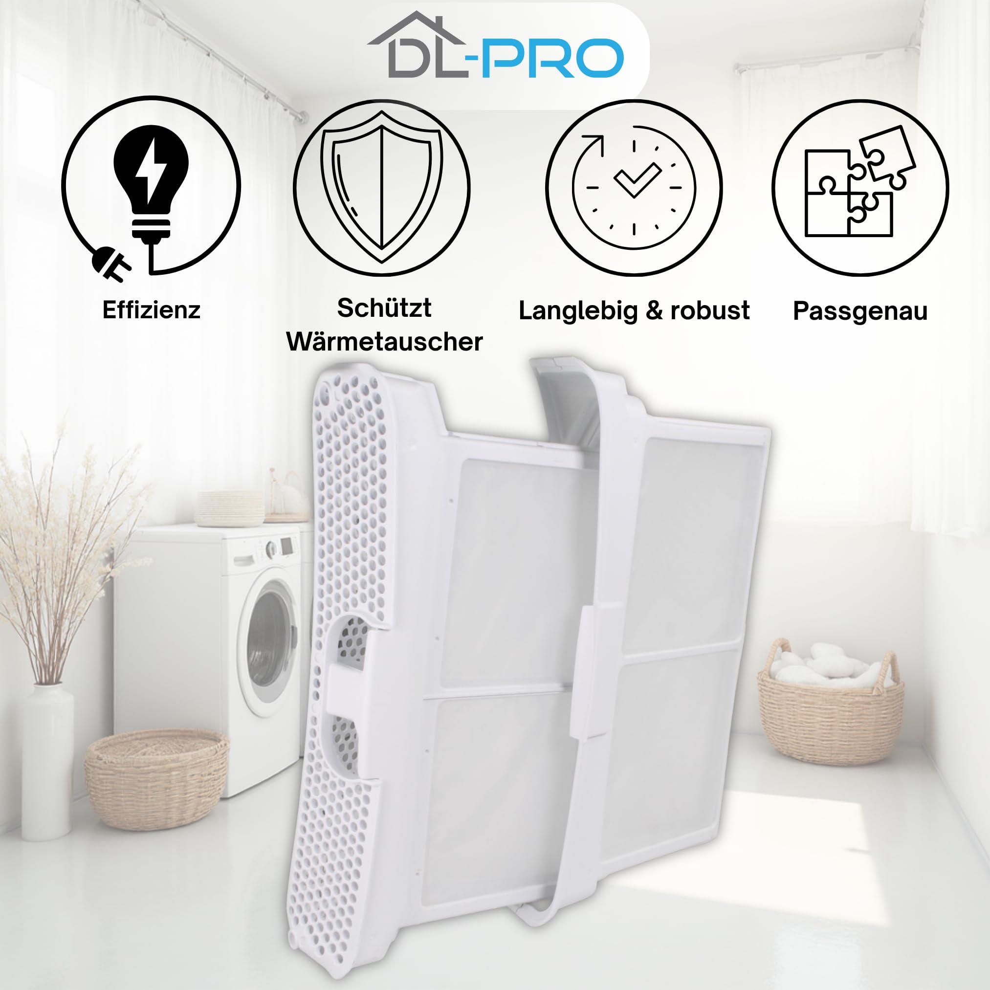 DL-pro Filtro lanugine compatibile con Bosch Siemens 656033 00656033 iQ300 iQ500 iQ700 iQ800 Maxx Logixx Serie 8 32x18x8cm Sacchetto filtro per asciugatrice