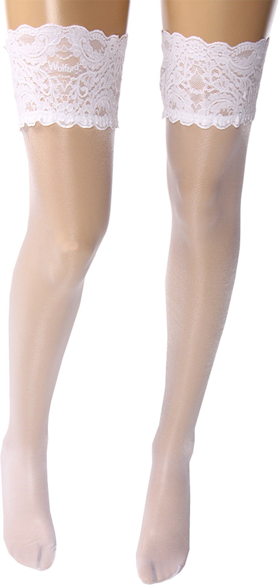 Wolford Women's Satin Touch 20 Stay-Up Lined 20 DEN Tights, Multicolour (White), Large (Manufacturer Size: L)