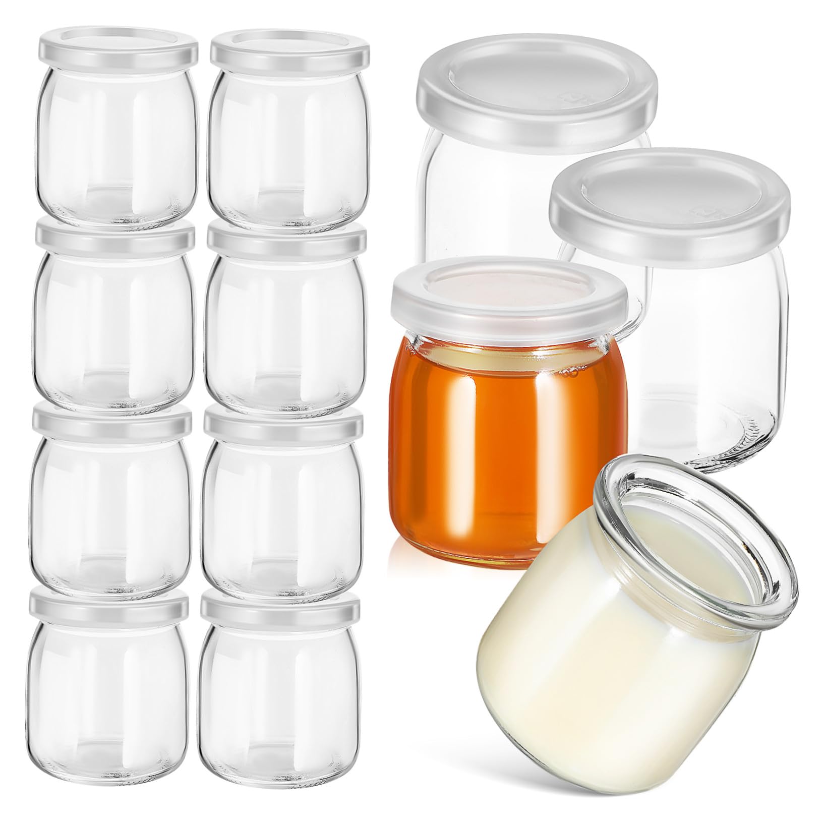PRETYZOOM 12 Stück Teiliges Hitzebeständige Glas Joghurtgläser mit Deckel Kleine Mehrzweck Puddinggläser für Desserts Marmelade Honig Babybrei Sicher Praktisch Vielseitig Einsetzbar