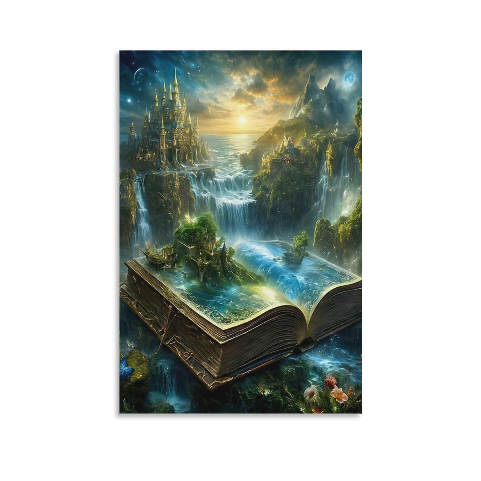 DHBANEIOK Fantasy Book World_1 Wall Decor Poster Canvas Prints Picture Modern Wall Art Picture Wall Hanging for Home Decorations 16x24inch(40x60cm)