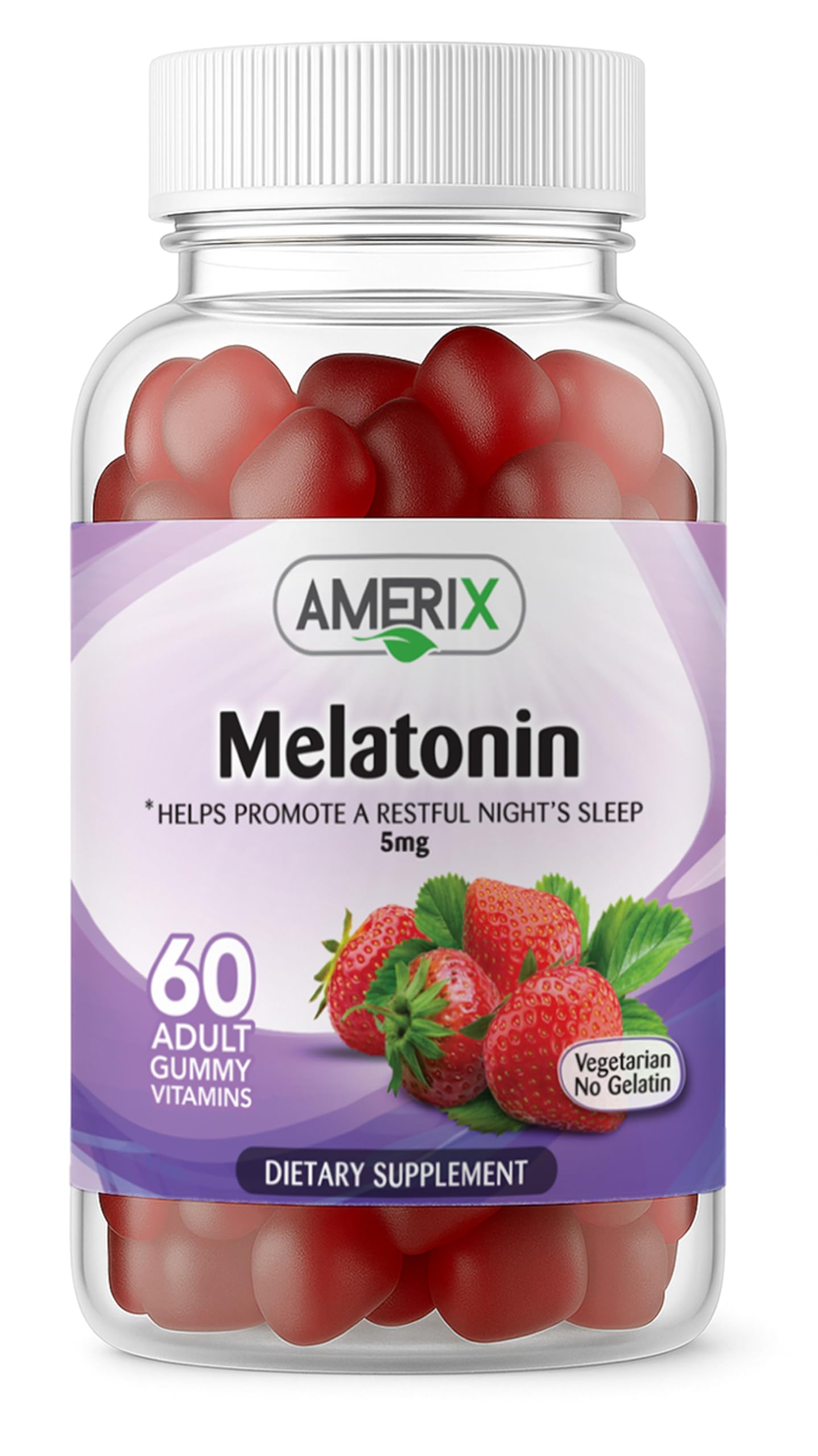 Halal Melatonin Gummies, Sleep Support, 60 Strawberry-Flavored Adult Melatonin Gummies, 5 mg Sleep Aids for Adults