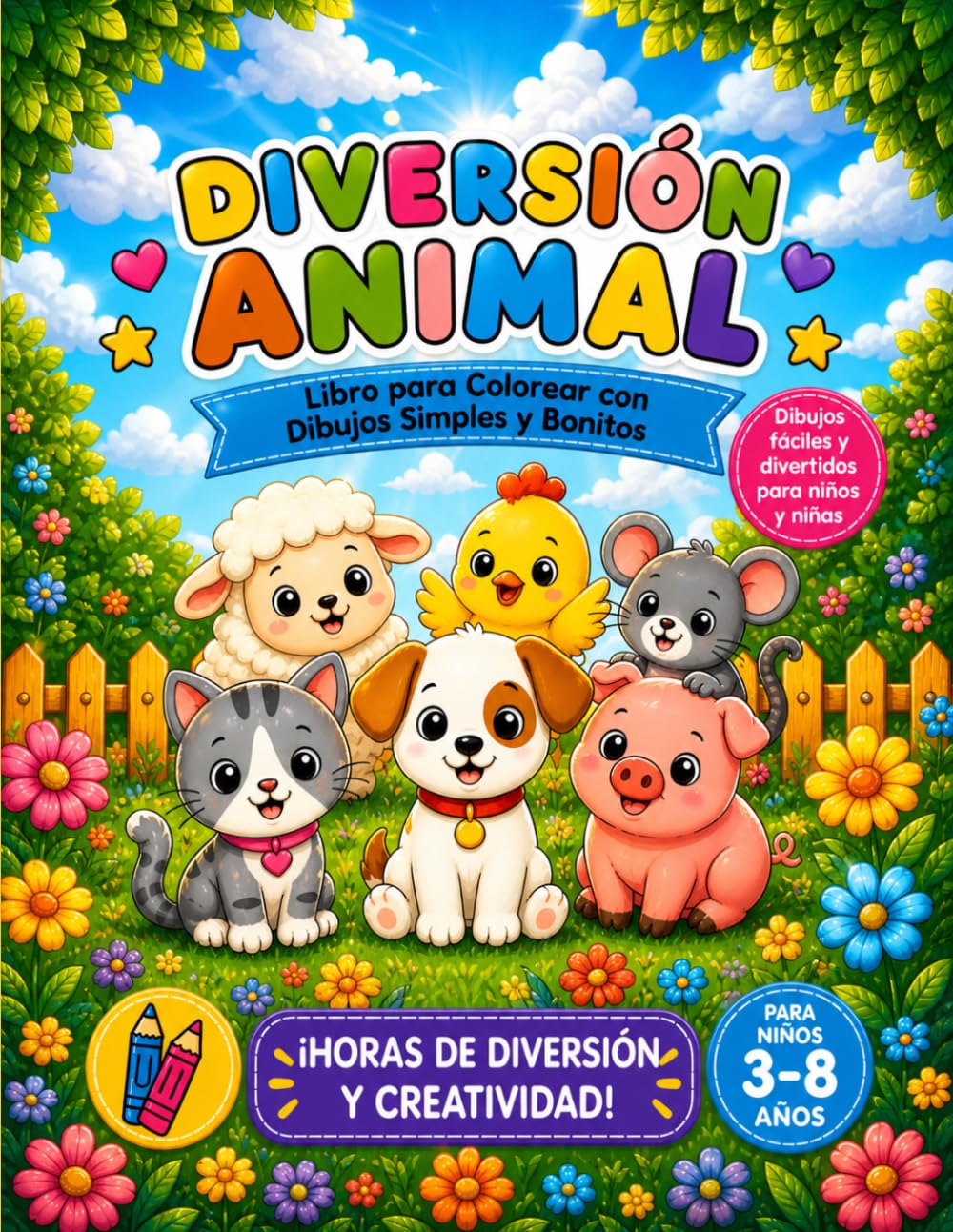 Diversión Animal: Libro para Colorear con 30 Dibujos Simples y Bonitos
