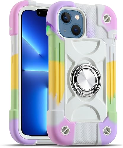 MARKILL Funda compatible con iPhone 14iPhone 13 de 6.1 pulgadas con soporte de anillo giratorio de 360 integrado, protección contra caídas de grado