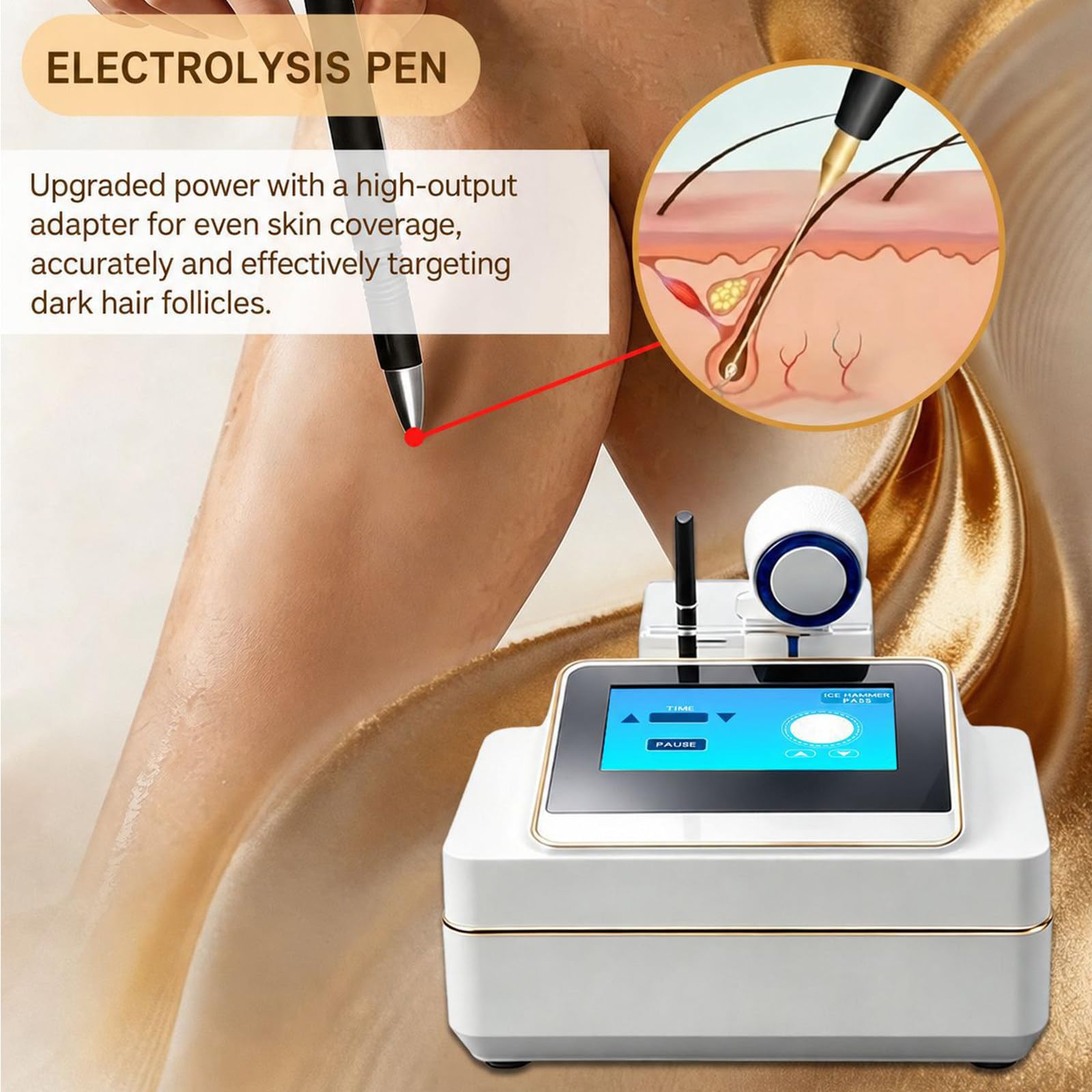 Profesjonalny depilator elektrolityczny z głowicą chłodzącą urządzenie do bezbolesnej, trwałej depilacji całego ciała, odpowiednie do wszystkich typów skóry