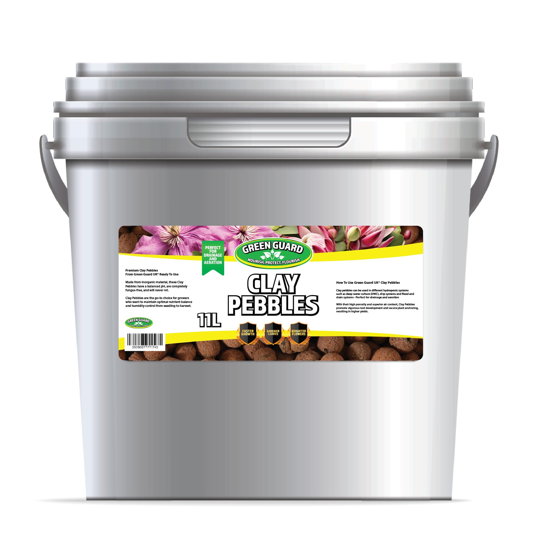 Green Guard Clay Pebbles 11L – Premium Expanded Clay Aggregate for Hydroponics, Houseplants, Drainage & Aeration Growing Media