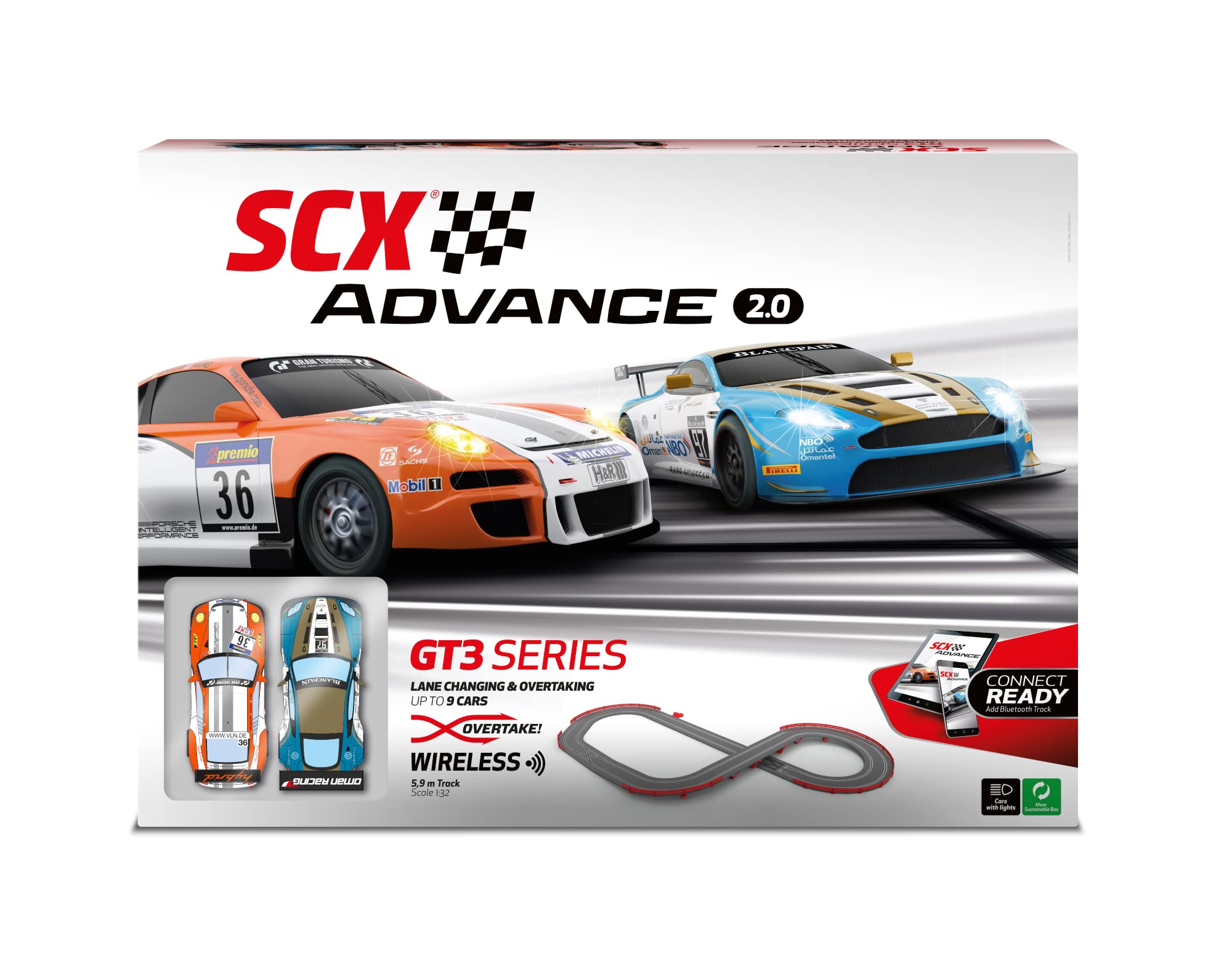 SCX - Circuito Advance - Pista de Carreras Completa - 2 Coches y 2 mandos 1:32 (GT3 Series)