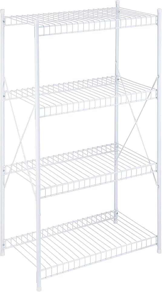 white wire shelving unit