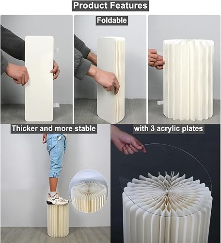 Miniatura 3 de Soportes cilíndricos para fiesta, 3 piezas, columnas de cartón plegables, pedestal, mesas cilíndricas para fiestas, baby shower, boda, cumpleaños,