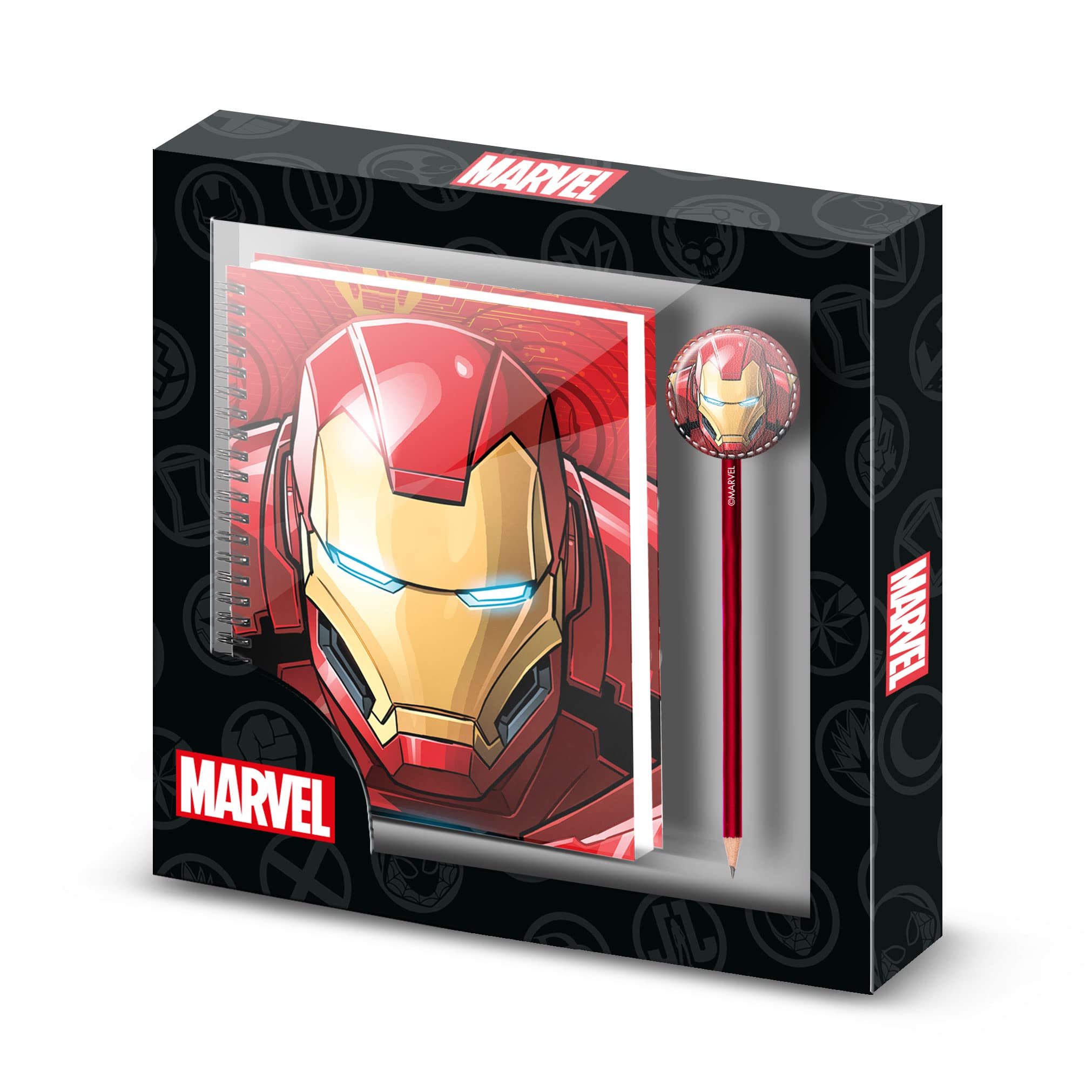 KARACTERMANIAKARACTERMANIA Iron Man Stark-Gift Box with Notebook and Fashion Pencil, Multicolour