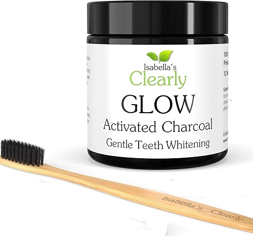 Isabella's Clearly GLOW dientes blanqueante carbón activado, puro orgánico 100% grado de alimentos, mejor alternativa a rayas, lejía, pasta de