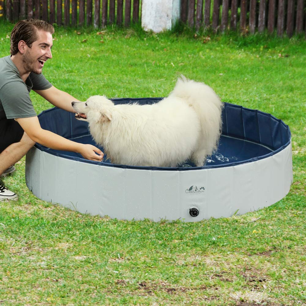 COZIWOW Round Heavy Duty PVC Outdoor Pet Dog Pool - Bathing Tub - Portable & Foldable Available Multi-Purpose Outdoor Folding Round Pet Pool - 2 Sizes (63”D*11.8”H)