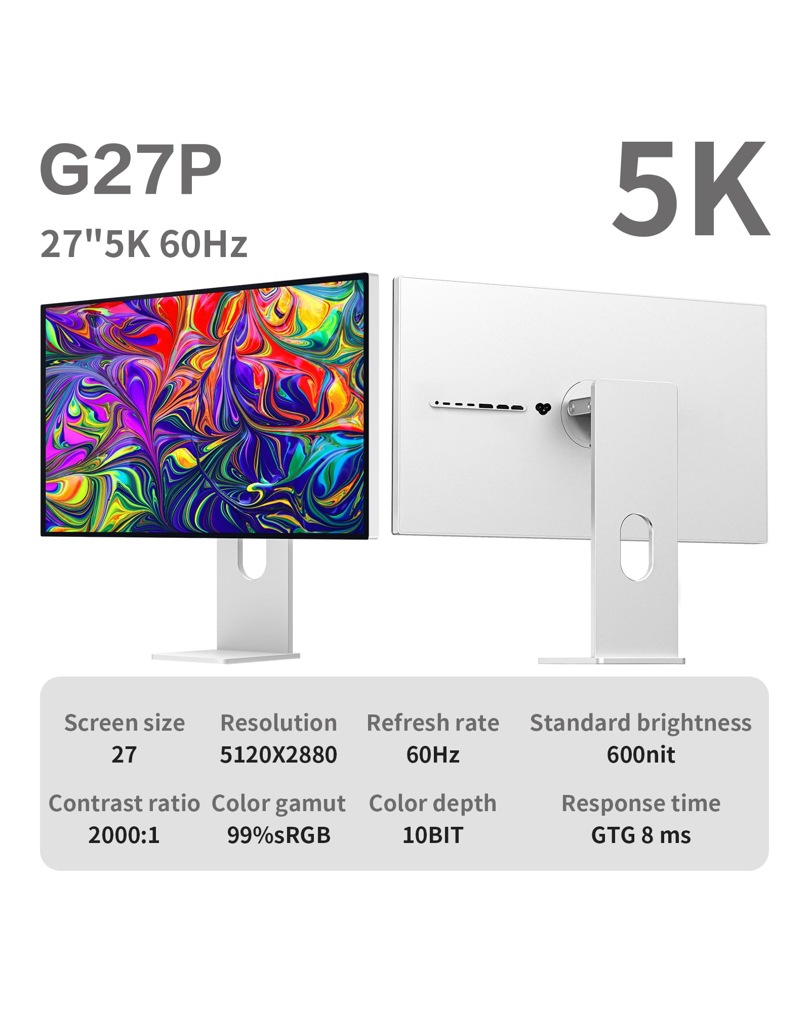 Amazon.co.jp: Kuycon G27P 27インチ FHD (5120x2880) 5Kモニター、IPS
