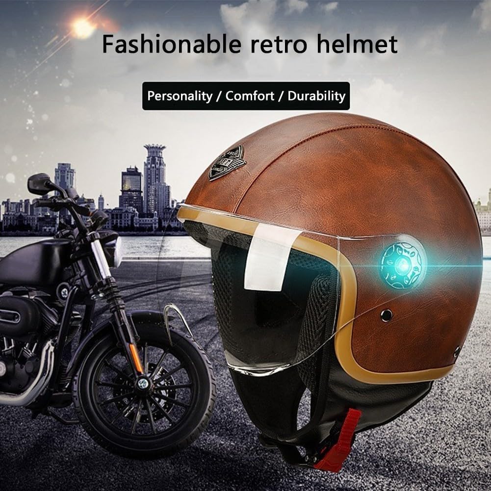Kask Motocyklowy Z Otwartą Twarzą Dla Dorosłych, Kaski 3/4, Pokrowiec Na Kask Motocyklowy Z Otwartą Twarzą, Kaski Motocyklowe Do Motoroweru Z Przezroczystym Wizjerem, Ochrona Przeciwsłoneczna Dla Kobi