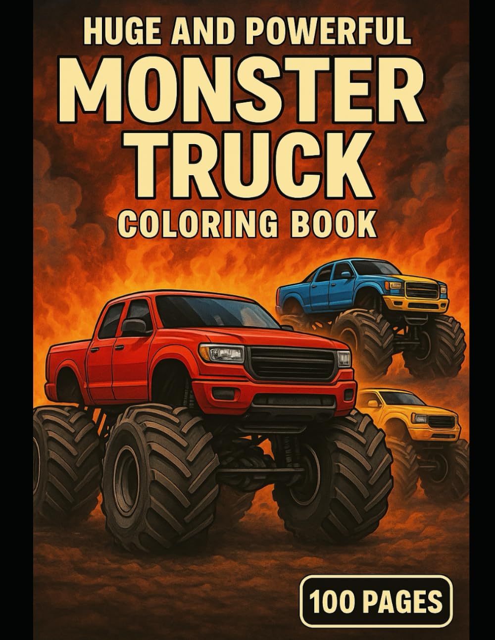 Huge & Powerful Monster Truck Toy– Coloring Book: 100 Pages of Monster Truck Coloring Fun for Kids Ages 4–14 — Big Wheels, Powerful Trucks & High-Action Designs (Monster Car Coloring)