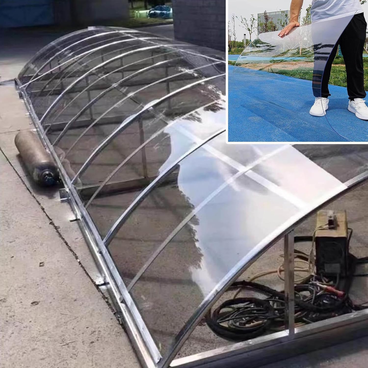 Transparent Polycarbonate Roofing Sheets,Roof Panels for Garden Greenhouse Pergola Carport Canopy,1mm Replacement Plastic Panels,Rain and Uv Protection Covering Sheet,W×L-1×8m(3.3*26.2ft)
