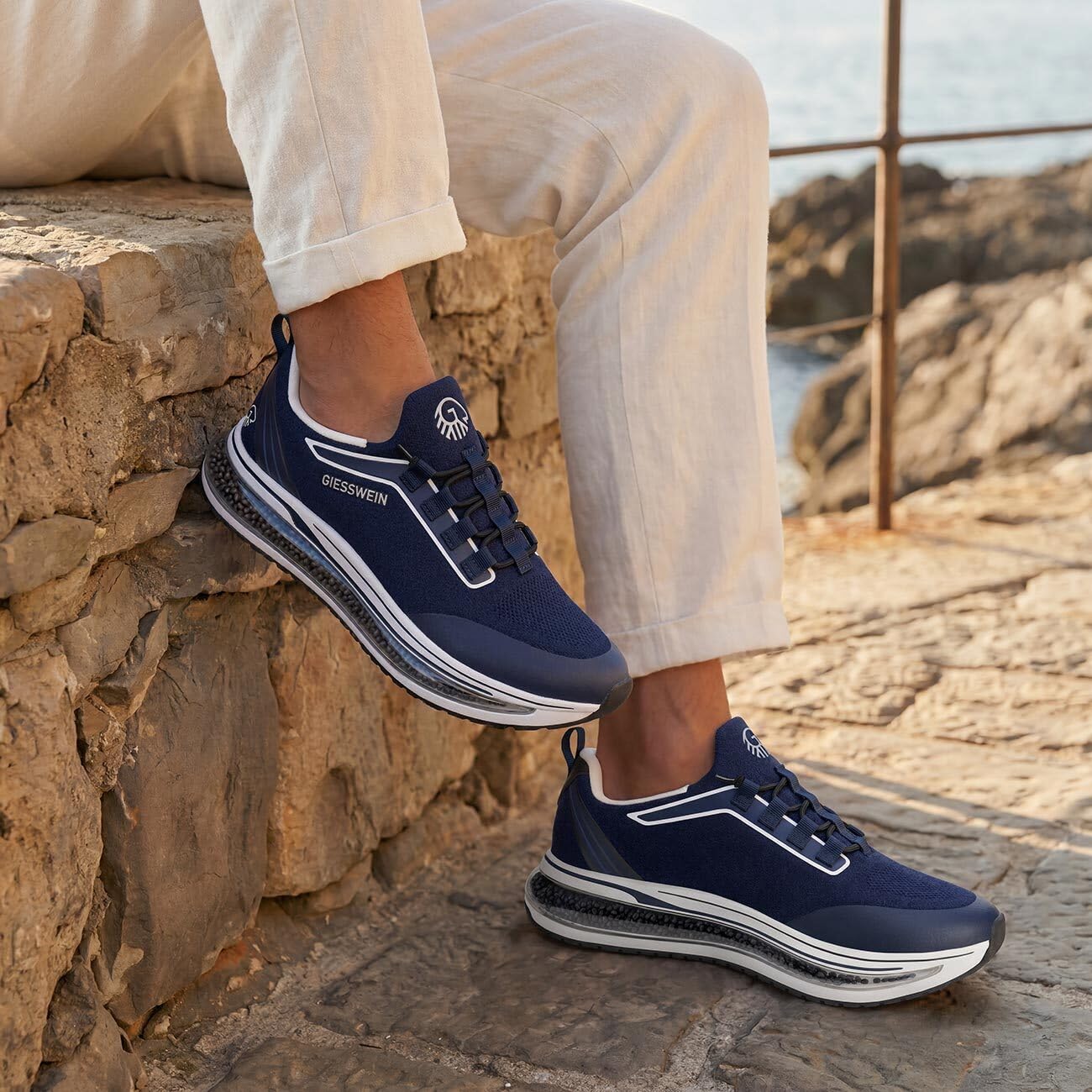 Giesswein Wooltastic Men - Federnder Merino Sneaker mit Luftkammer | Leichter Slip-In Freizeitschuh mit Dämpfungskugeln & Wechselfußbett – Sockenfeeling für Alltag, City und leichtes Outdoor