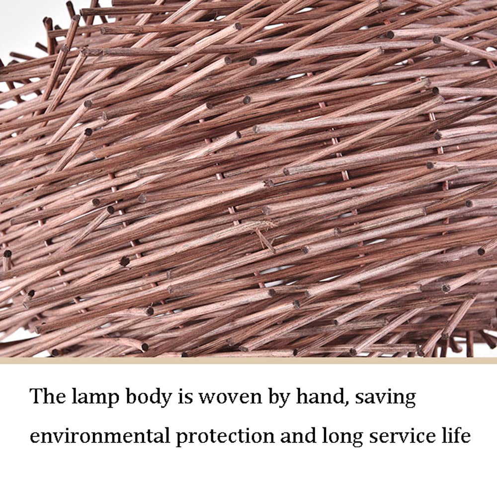 Lámpara Colgante De Mimbre De Bambú Lámpara Colgante De Farol De Bambú, Pantalla Nido De Pájaro Natural Luz De Mimbre De Araña De Decoración con Accesorios para Jardín, Comedor,