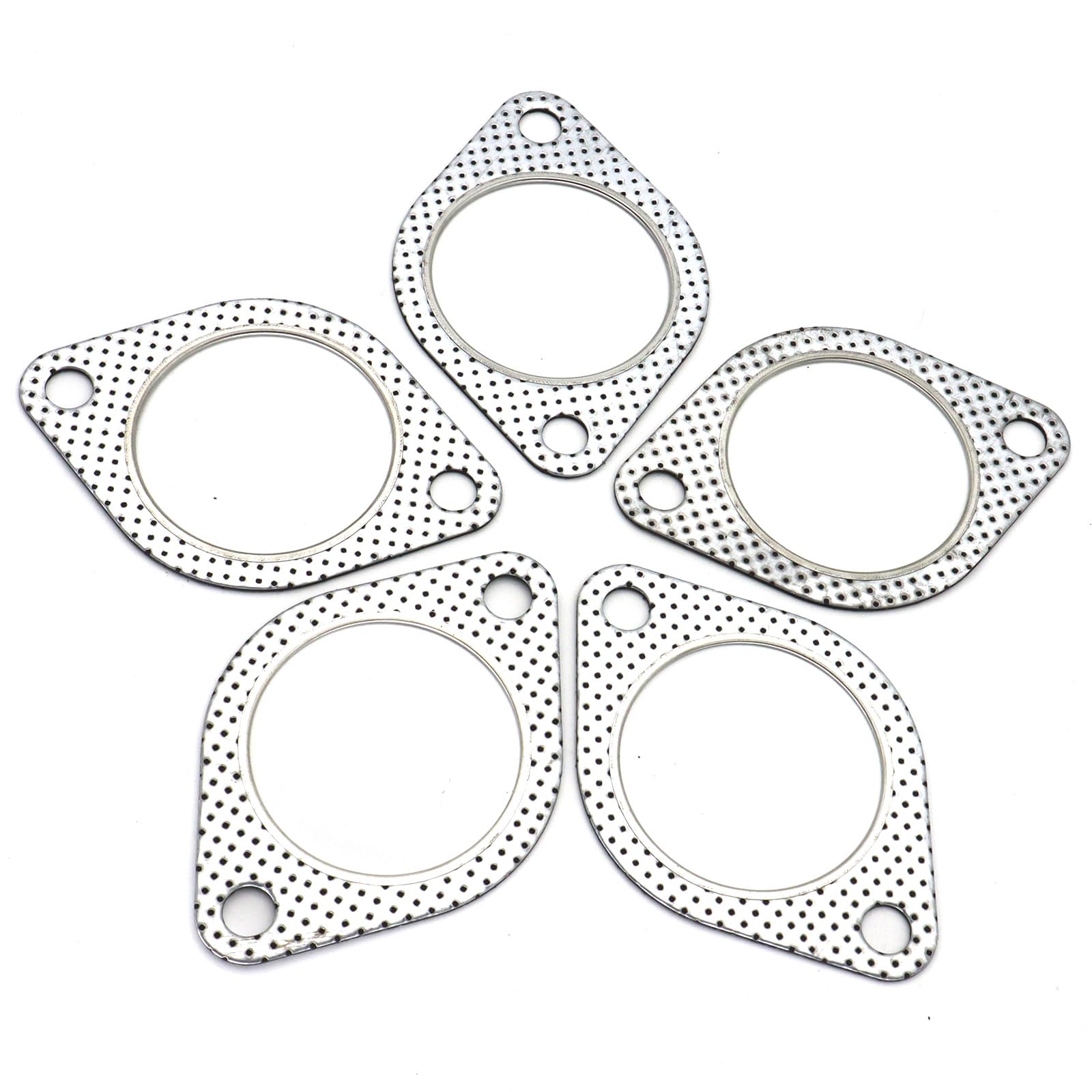5-Pack 2.5" 2-Bolt Exhaust Gasket Flanges - High Temperature Aluminum Gaskets