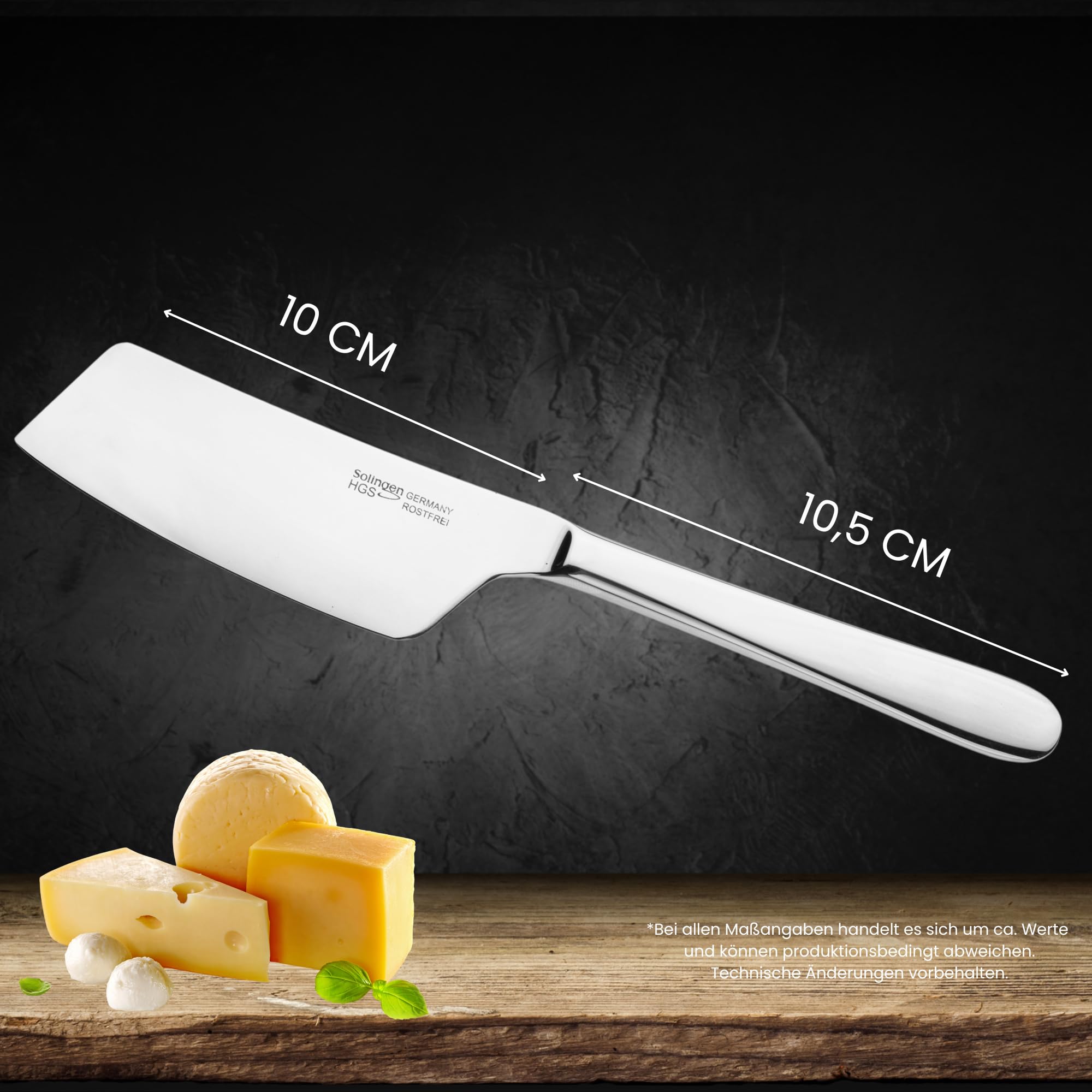GEHRING| Solingen Käsemesser Set 4tlg. Pur, Käseschneider mit Edelstahlgriff, für Hartkäse, Weichkäse, Streichkäse, mit Käsebeil, Besteck spülmaschinengeeignet I Made in Germany