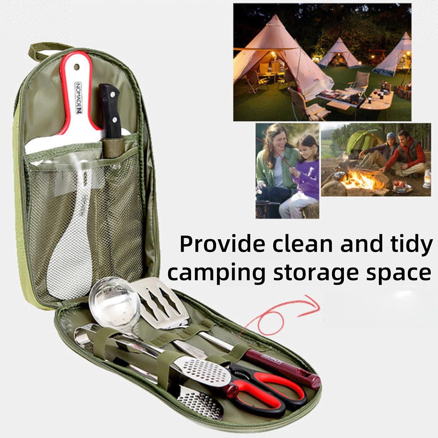 Portable Camping Kitchen Utensil Set, 8pcs Camping Accessories Cooking, Camping Kitchen Set, Camp Kitchen Accessories & Organizer, Camping Utensil Set, Camping Equipment, Camping Tools & Stuff