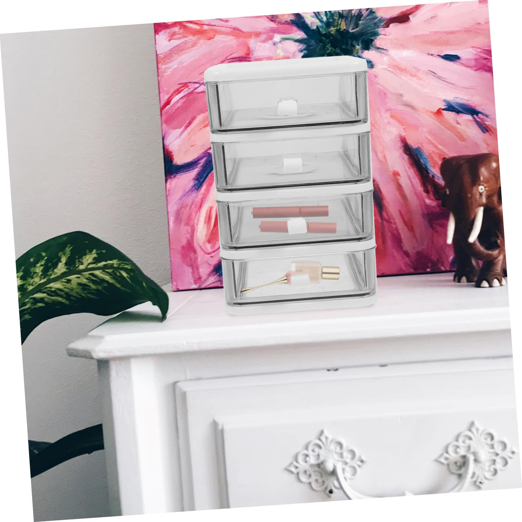 Organizador para Armario Diseño Simple y Almacenamiento Ordenado Superficie Lisa Cajonera de Pp Blanco y Oficina para Escritorio y Hogar