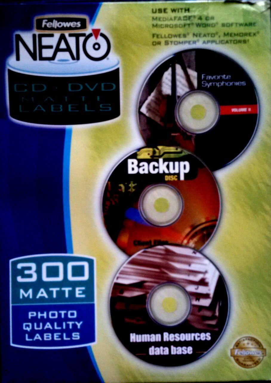 Fellowes Neato Matte CD/DVD Labels (Model 99945, 300-Count)