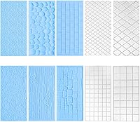 Vista 1 de 10 Set Fondant Impression Mat Mold Lace Embossing Mat Tree Bark/Brick Wall/Flower/Stone Wall Fondant Impression Mats Texture Design for Cupcake