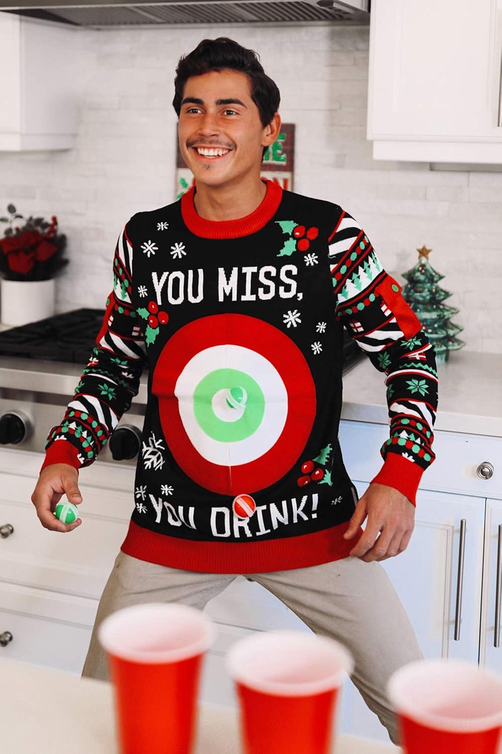 Tipsy Elves Men's Drinking Game Ugly Christmas Sweater - Funny Christmas Sweater at  Men’s Clothing store