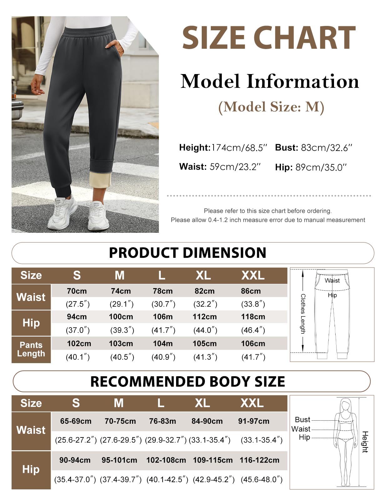 Xnova Pantaloni da Jogging Imbottiti da Donna Invernali, Tuta Fodera in Pile Pantalone con Coulisse Casual Sportivi Vita Alta Leggings, Lunghi Pantaloni Joggers in Tessuto Elasticizzato con 2 Tasche