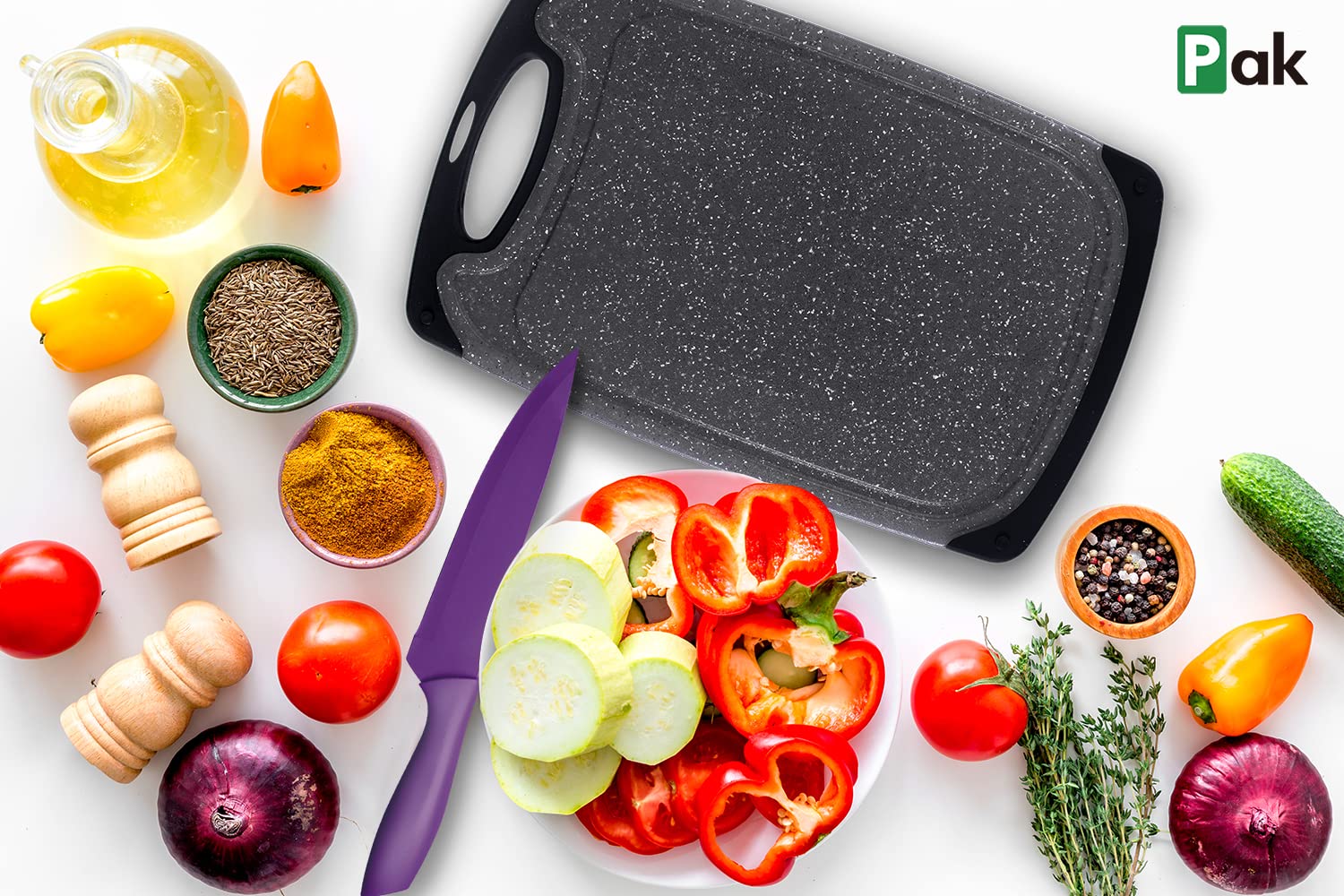 Pak Schneidebretter Set, Schneidebrett, Kunststoff Schneidebretter für Küche Spülmaschinenfest BPA Frei, Großes Schneidebrett, Schneidebretter für Küche, Fleischschneidebrett, Rutschfest, Saftrillen