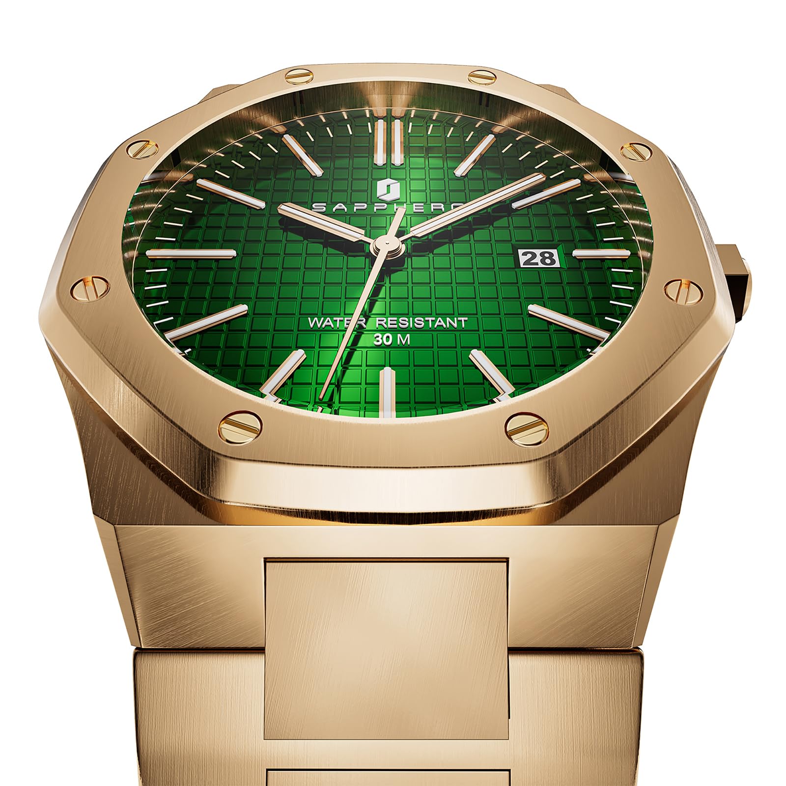 SAPPHERO Orologio Uomo Impermeabile 30M Al Quarzo Argento Cinturino Acciaio Inox Data Calendario Nero Blu Uomini Orologi Regali da Polso per gli Uomini