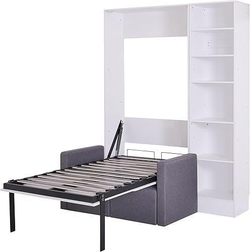 Miniatura 5 de Merax Base de cama de plataforma de tamaño individual con estribo de almacenamiento, no necesita somier, fácil montaje para niños, color blanco