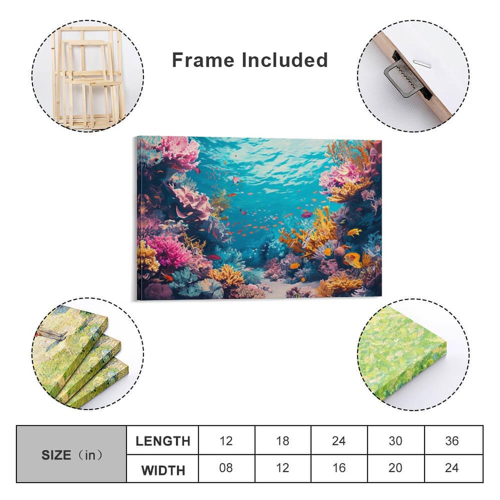 Amazon.co.jp: 絵画 カラフルな海底の魚の群れインテリア 絵画