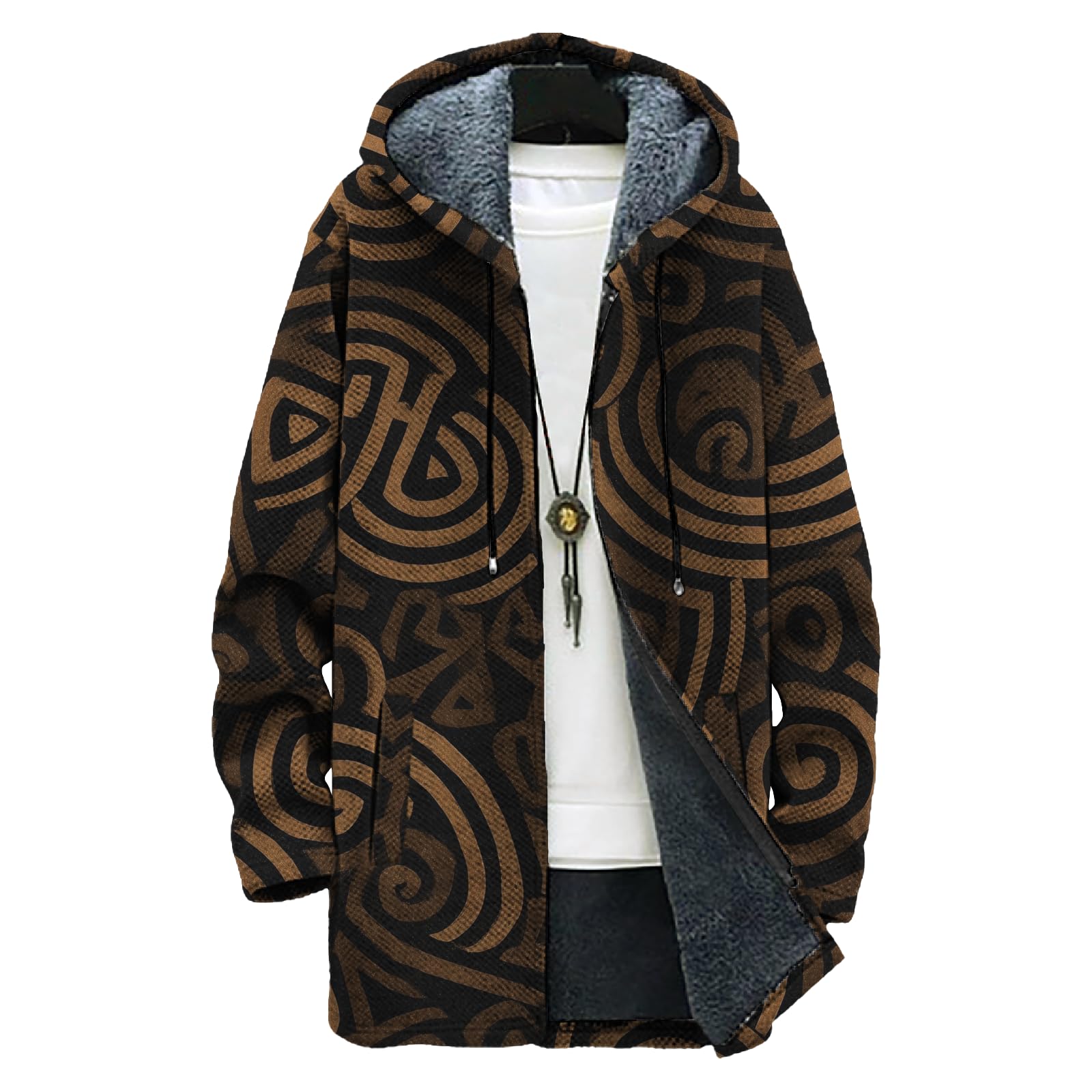 Western Big and Tall Mens Full-Zip Fleece Lined Jacket Bold Artistic Print Comfy Travel Daily Vacation Coat