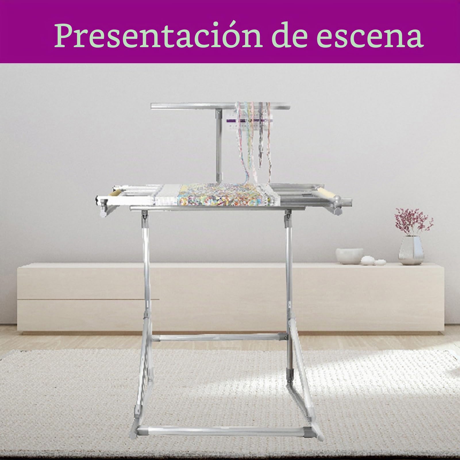 bastidor para bordar Soporte para bordado de punto de cruz, Material de aluminio ajustable de pie para costura, adecuado para Manual y costura