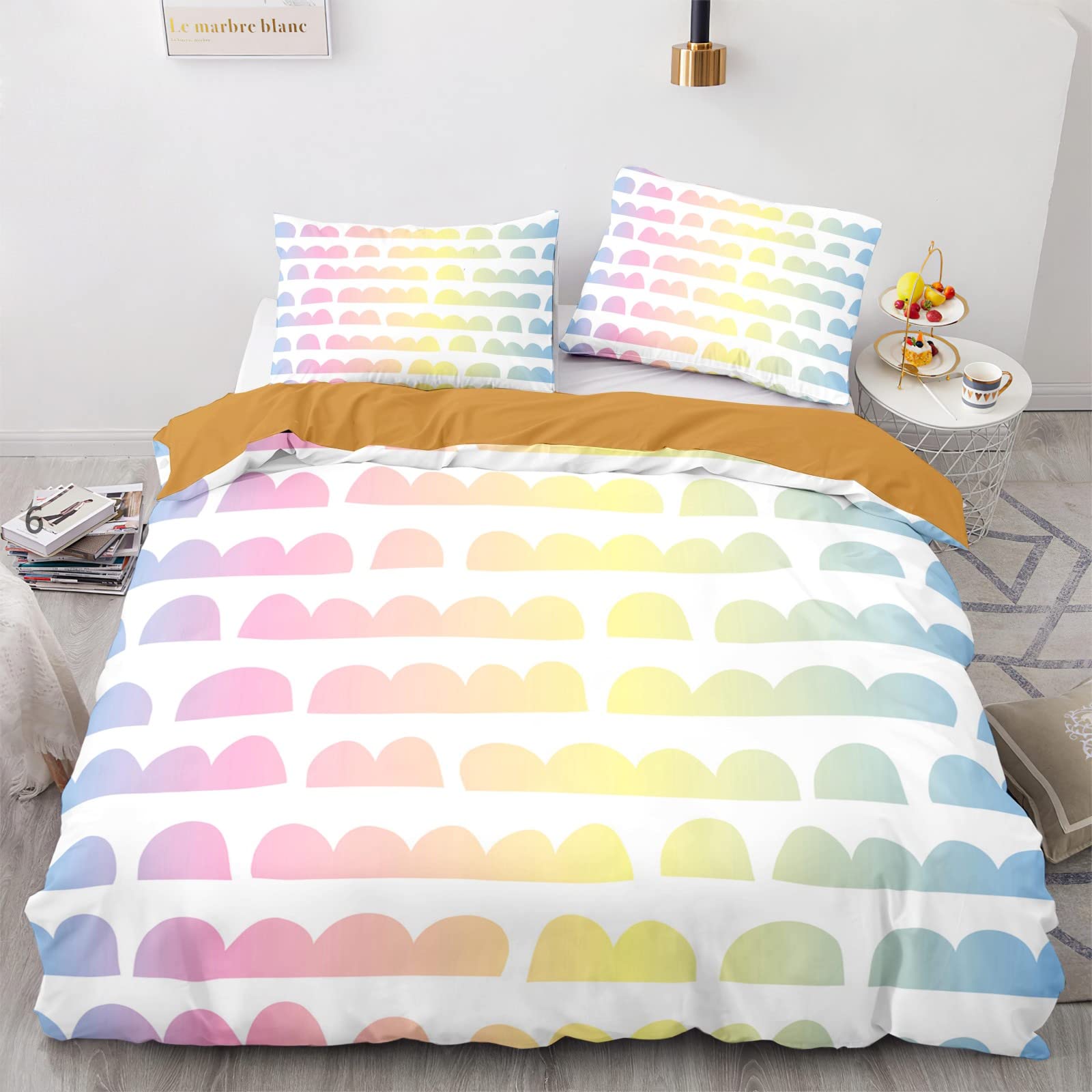 Microfibra Sacco Piumone Matrimoniale Arcobaleno Copripiumino 220X240Cm Lavabile In Lavatrice Con 2 Federe 50X75Cm Set Di Biancheria Da Letto