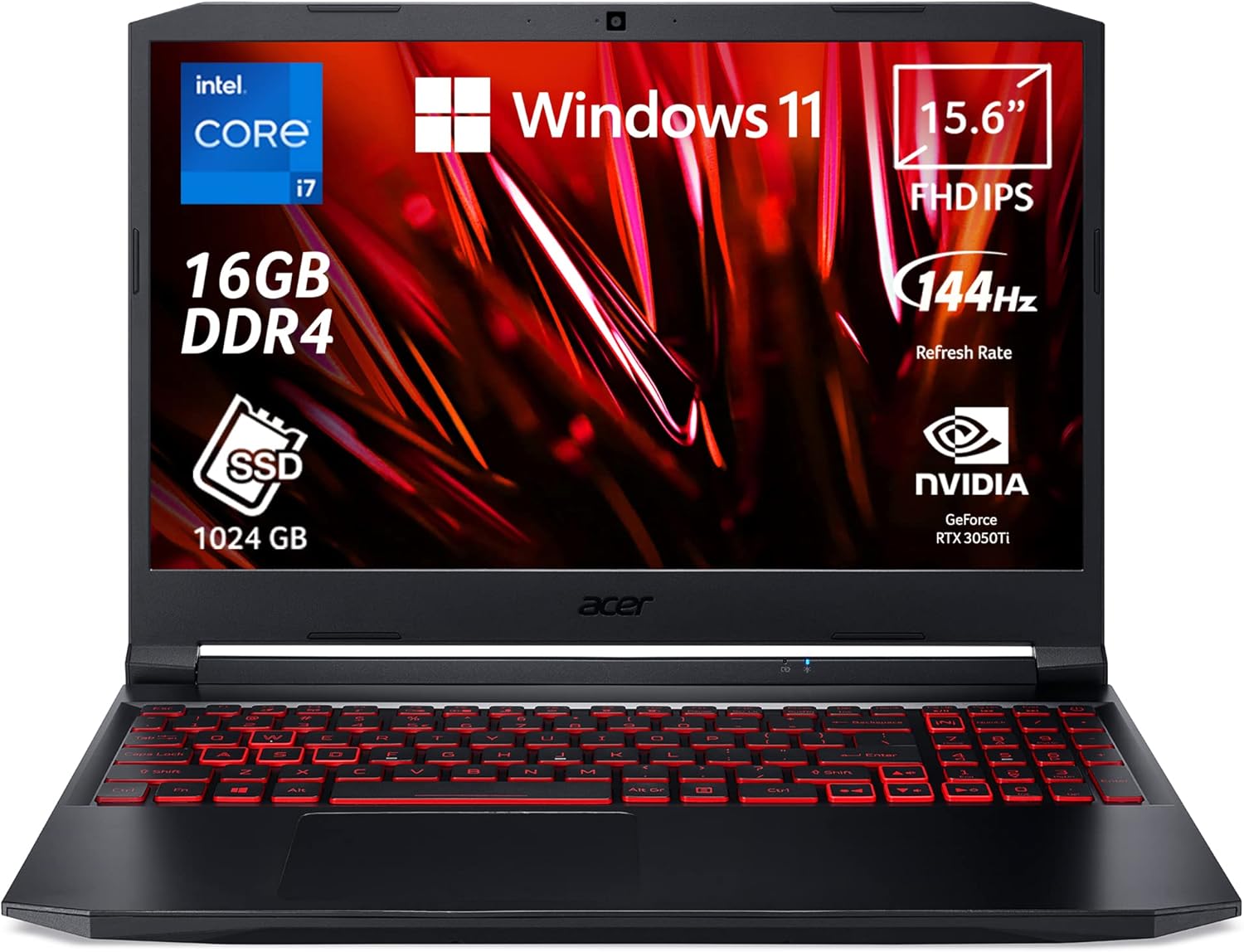 Acer Nitro 5 AN515-57-75RQ Notebook Gaming, Processore Intel Core i7-11800H, Ram 16 GB DDR4, 1024 GB SSD, Display 15.6 FHD IPS 144 Hz LED LCD, NVIDIA GeForce RTX 3050Ti 4 GB, Windows 11 Home Acer Nitro 5 AN515-57-75RQ Notebook Gaming, Processore Intel Core i7-11800H, Ram 16 GB DDR4, 1024 GB SSD, Display 15.6 FHD IPS 144 Hz LED LCD, NVIDIA GeForce RTX 3050Ti 4 GB, Windows 11 Home