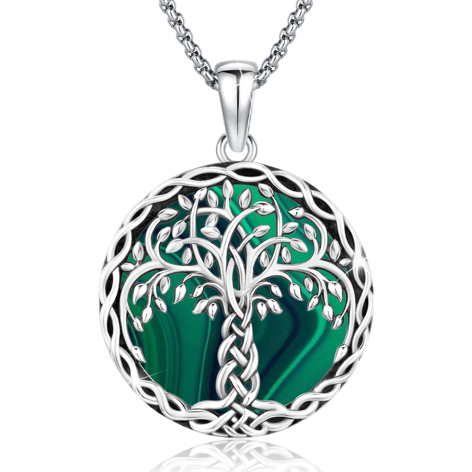 AUDINCEEDTree of Life Necklace 925 Sterling Silver Celtic Knot Pendant Necklace Family Tree Pendant Celtic Jewelry Necklace Pendant for Men Women Holiday Anniversary Birthday