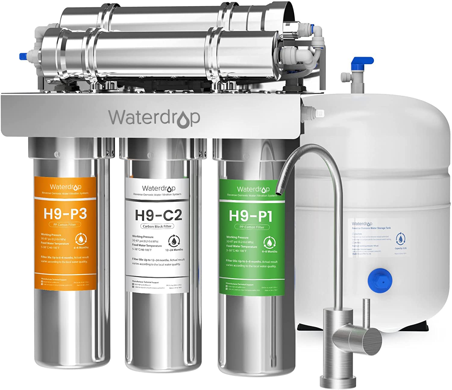 Buy Waterdrop RO Reverse Osmosis Water Filtration System, Plus 5