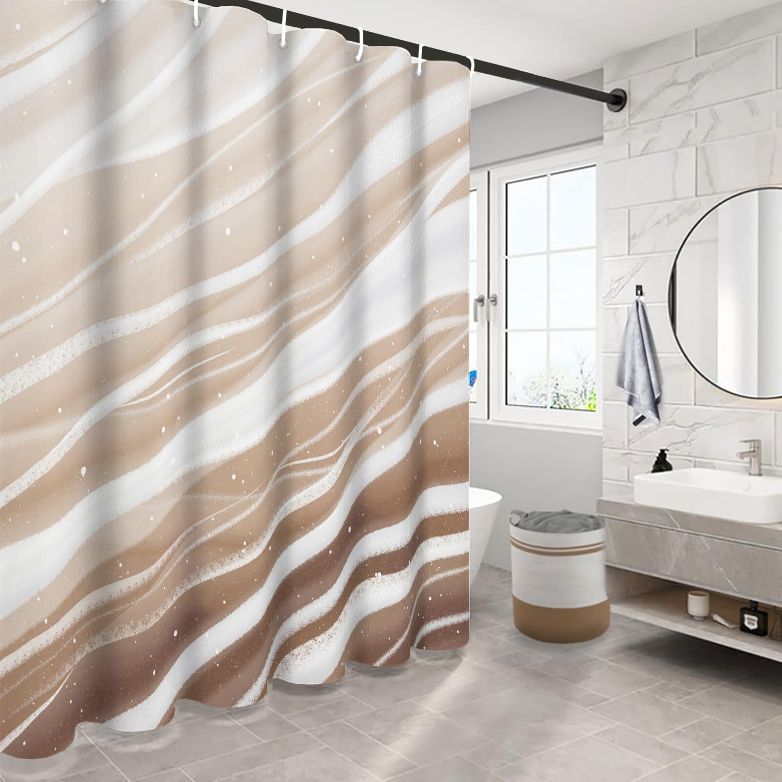 Rideau De Douche Traits De Pinceau Illustration Abstraite Tissu Imperméable Lavable avec Crochets Anti Moisissure en Polyester Rideau Douche pour Salle De Bain