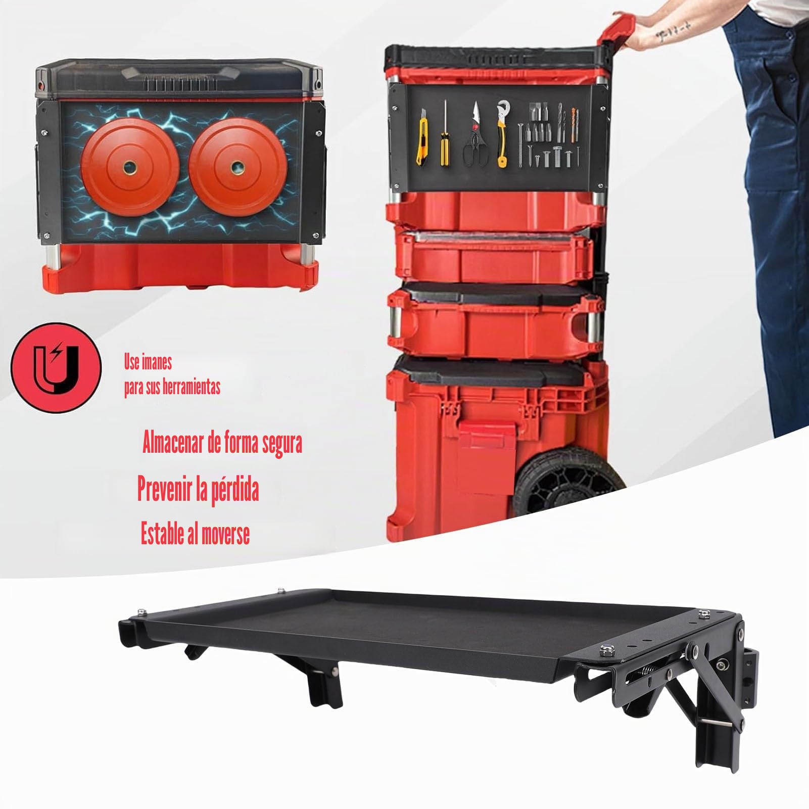 Caja de Herramientas Packout Compatible con Packout Toolbox, Bandeja de Herramientas Plegable para Mesa de Trabajo para Almacenamiento Lateral de su sistemas Packout, Accesorios