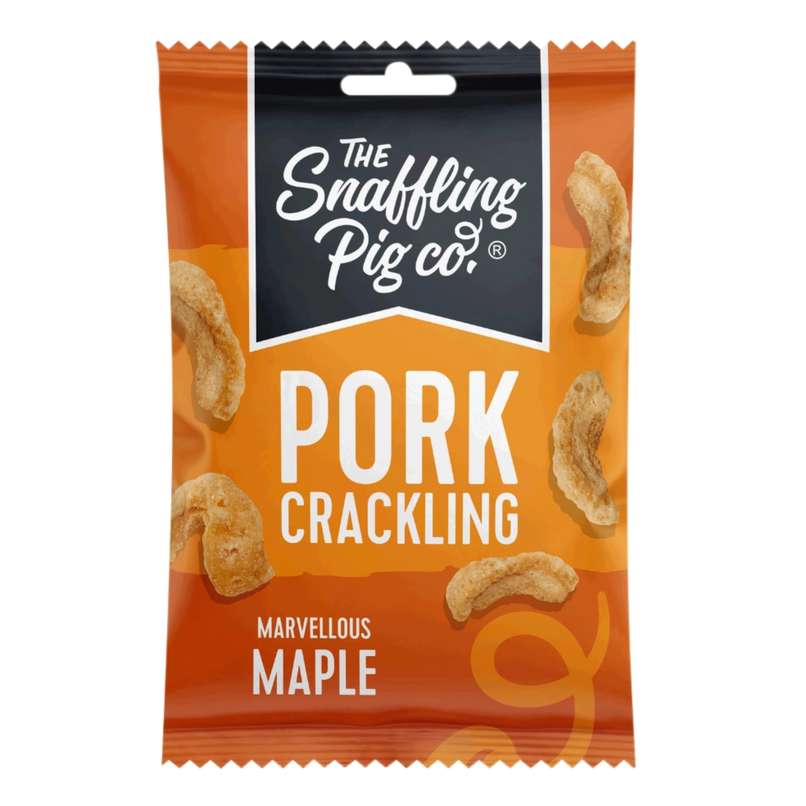 The Snaffling Pig Co Marvellous Maple Crackling, Sweet & Salty Flavoured Savoury Snacks, 40 g (Pack of 12) - Perfect for Gifting