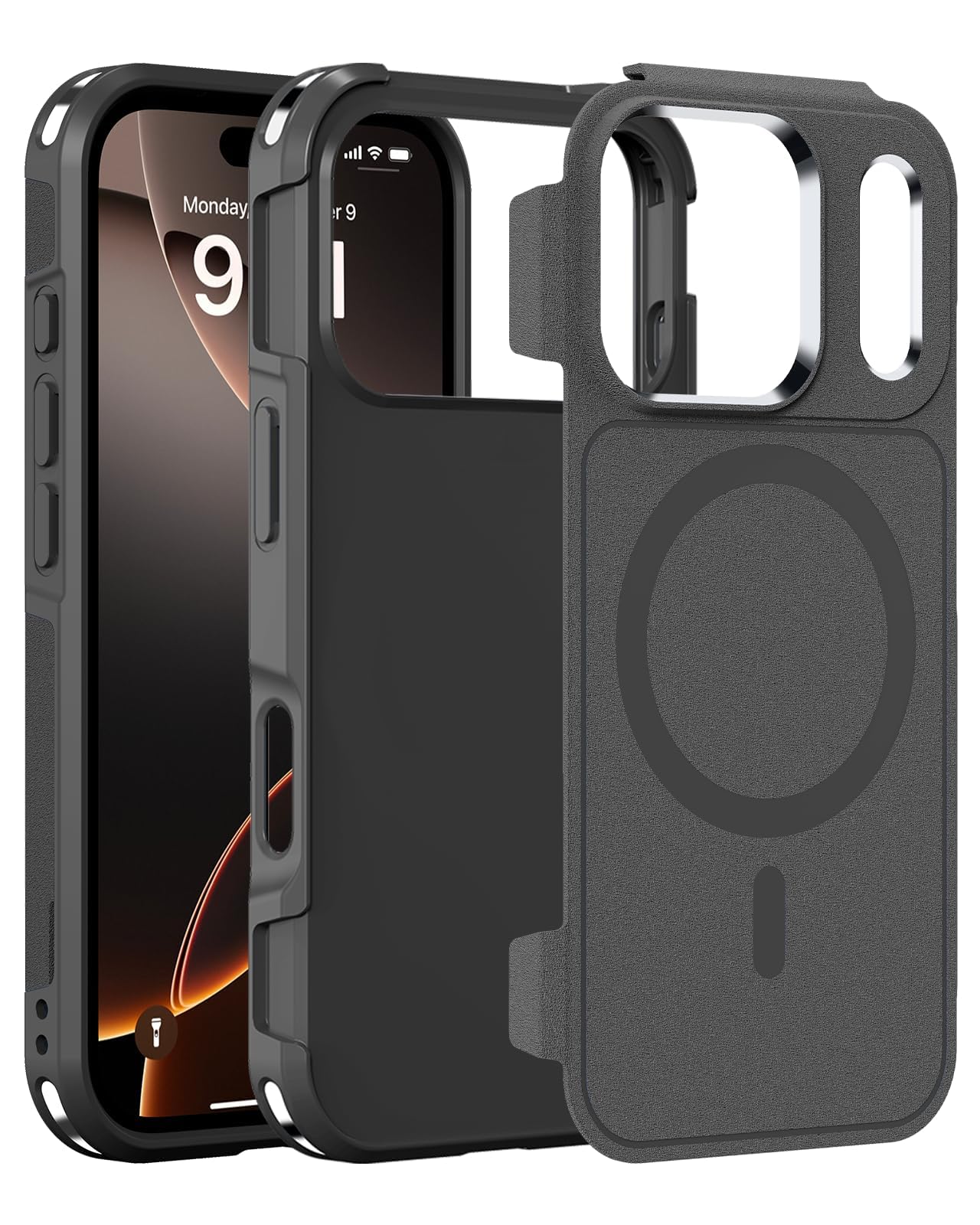 Magnetic for iPhone 17 Pro Case with MagSafe Compatibility, Military Grade Drop Protection, Dual-Layer Heavy Duty Shockproof Cover, Slim Fit Rugged Phone Case for iPhone 17 Pro, Black