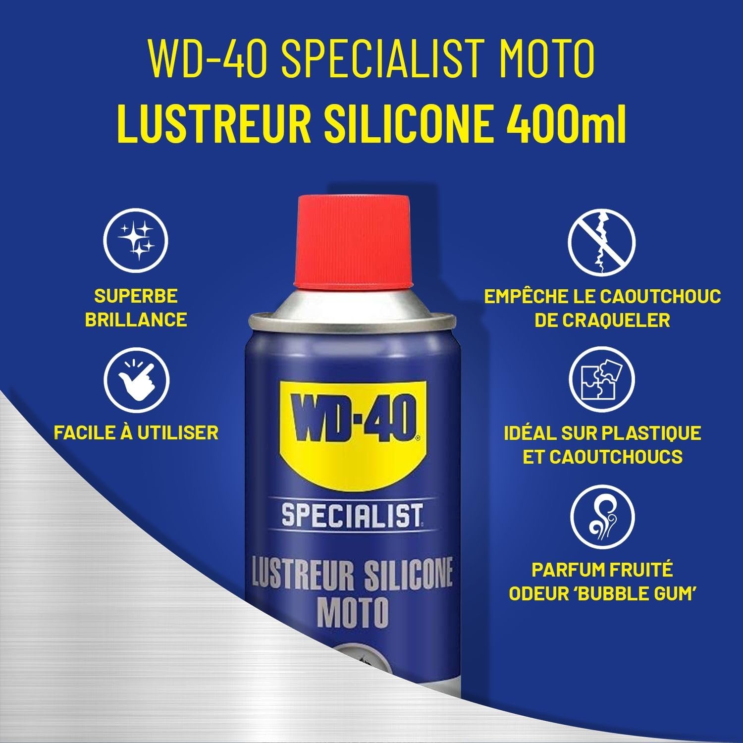 WD-40 SPECIALIST Kit d'entretien Moto Complet - Pack de 5 produits + outils | Kit des essentiels de l'entretien moto - Nettoyer, lubrifier et faire briller la moto - Brosse et chiffon inclus