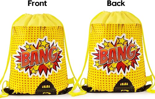 Miniatura 5 de Bolsas de fiesta de superhéroes, bolsas de regalo de fiesta de superhéroes, bolsas con cordón para temática de superhéroes, suministros de fiesta de