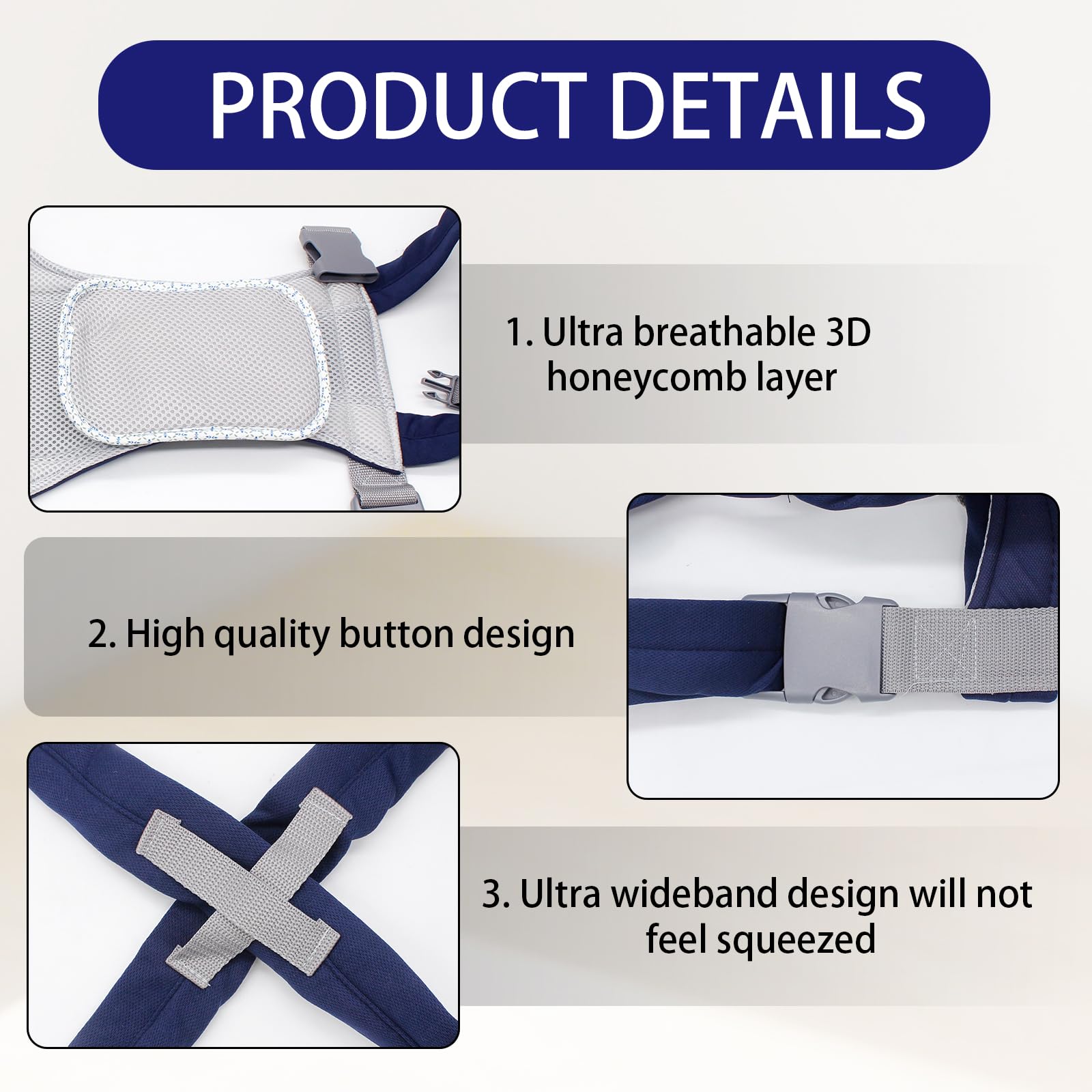Mochila Portabebés para Bebe,Portabebés Recién bebé Pequeños,Mochila Portabebé Multifunción Para 3.5-15 Kg Recién Nacidos y Bebés (Azul marino)