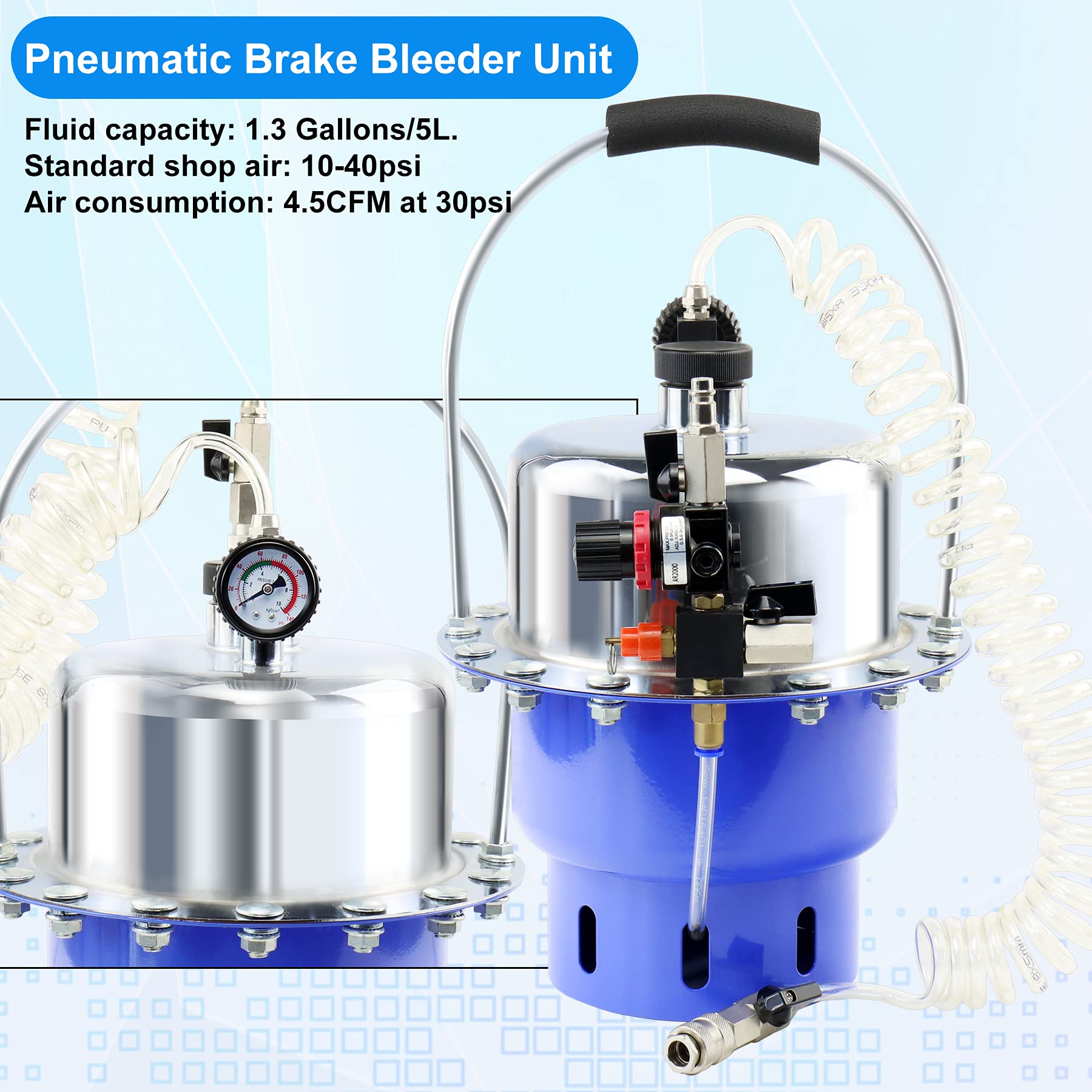 JoyFans Brake Bleeder Kit, Portable Air Pressure Pneumatic Brake Bleed