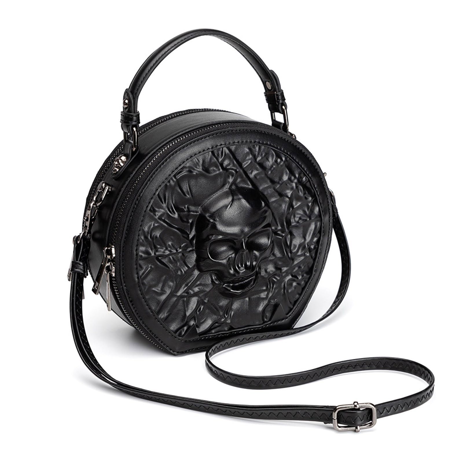 Borsa a tracolla da donna in stile punk, borsa a tracolla alla moda, retrò, rotonda, per tutti i giorni, steampunk, in pelle PU, retrò, rotonda