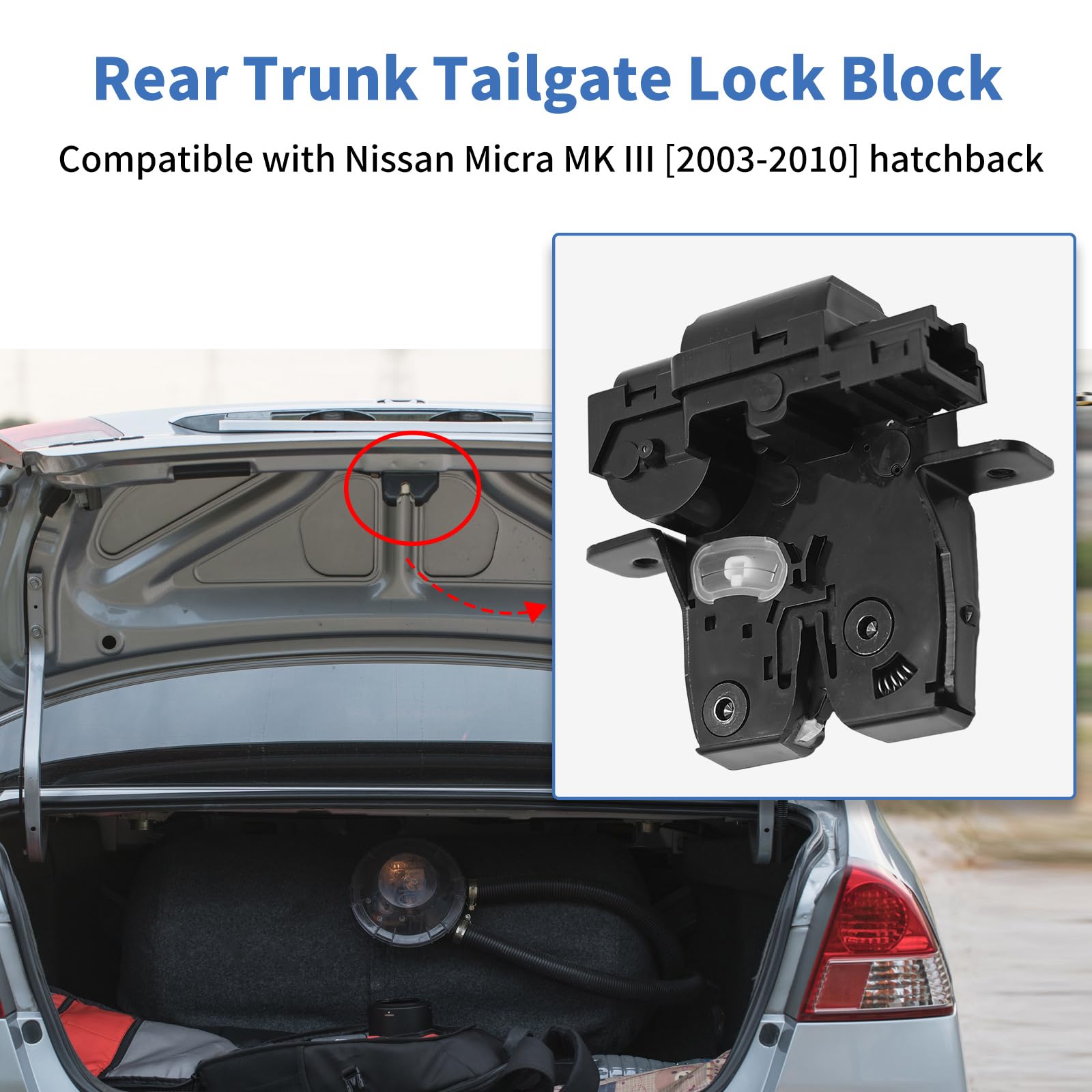Hoypeyfiy Tailgate Boot Lock Latch, Replacement for Micra Qashqai