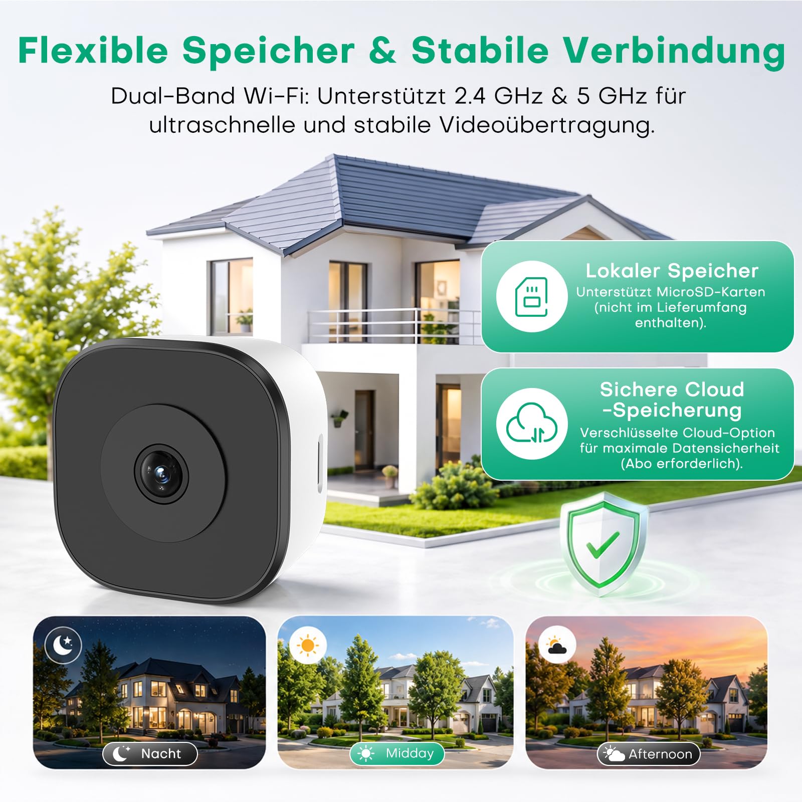 5MP 3K Fensterkamera Innen mit Farb-Nachtsicht, Ohne Bohren, 2,4&5GHz WLAN，Innenkamera, Blendschutz & Antireflex, 24/7 Aufnahme, Bewegungserkennung & App-Steuerung, Personen/Mietwohnungen